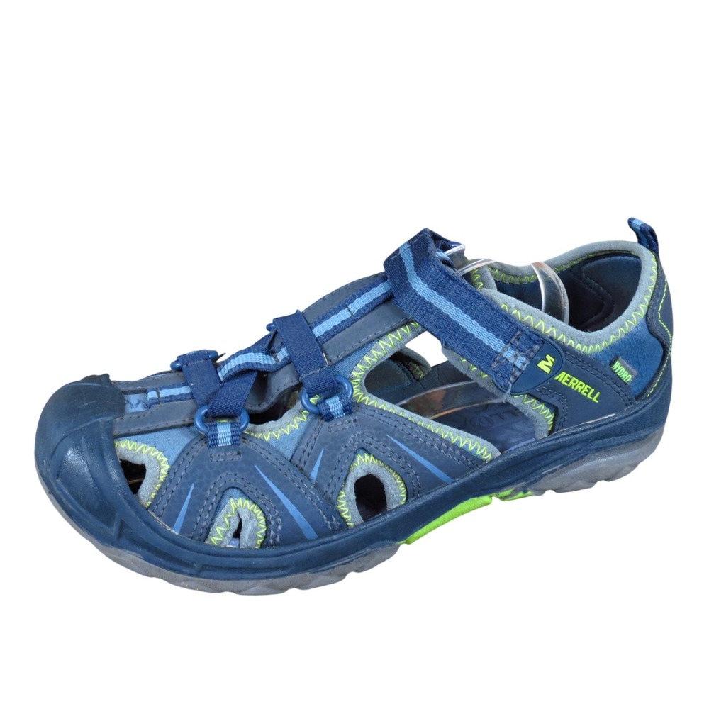 Merrell Hydro Hiker Kids Sport Sandals Sz 4M Outdoor Hiking Blue Textile Leather - Picture 1 of 7